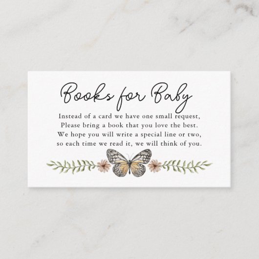 赤ちゃんシャワーピンクのワイルドフラワーのブックリクエスト エンクロージャーカード (正面)