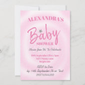 赤ちゃんシャワーピンクの女の子かわいいスター生まれは 招待状 (裏面)