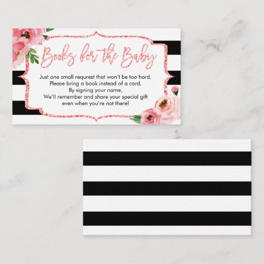 赤ちゃんシャワーピンクの女の子がブックリクエストカードを持って来る エンクロージャーカード (正面/裏面)