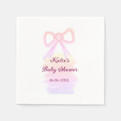赤ちゃんシャワーピンクの弓の水色エレガントモダン スタンダードカクテルナプキン (正面)