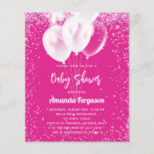 赤ちゃんシャワーピンクの白いバルーン予算の招待 チラシ (正面)