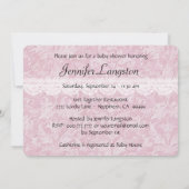 赤ちゃんシャワーピンクの花レースとダマスクA06Z 招待状 (裏面)