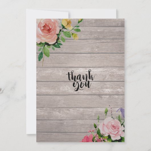 赤ちゃんシャワーピンクの花素朴木弦ライト 招待状 (裏面)