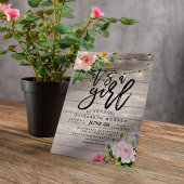 赤ちゃんシャワーピンクの花素朴木弦ライト 招待状