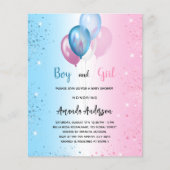 赤ちゃんシャワーピンクの青い女の子の男の子の予算の招待 チラシ (正面)