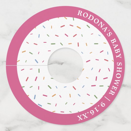 赤ちゃんシャワーピンクを振りかける ワイングラスタグ (正面)