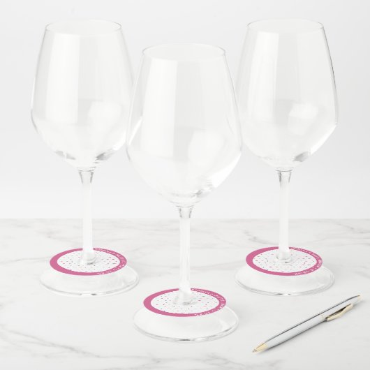 赤ちゃんシャワーピンクを振りかける ワイングラスタグ (セット)