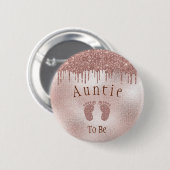 赤ちゃんシャワーピンクガールベビー足 缶バッジ (正面&裏面)