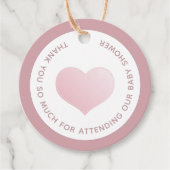 赤ちゃんシャワーピンクハート フェイバータグ (正面)