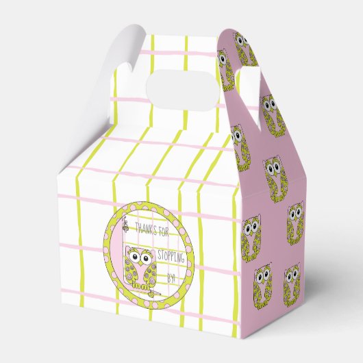 赤ちゃんシャワーピンクフクロウ フェイバーボックス (裏面サイド)