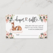 赤ちゃんシャワーピンクフローラ水彩ディアー エンクロージャーカード (正面)