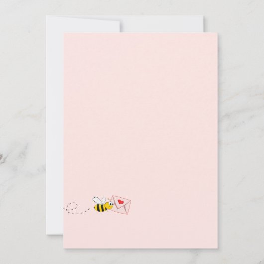 赤ちゃんシャワーピンクフローラ緑かわいいママbee 招待状 (裏面)