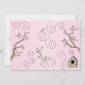 赤ちゃんシャワーピンク招待状「金ゴールド鳥」 招待状 (裏面)