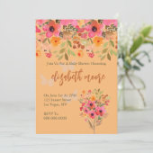 赤ちゃんシャワーピンク桃の庭開花花 招待状 (スタンド正面)