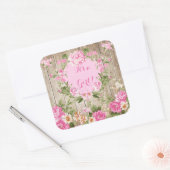 赤ちゃんシャワーピンク素朴フローラウッドガール スクエアシール (封筒)