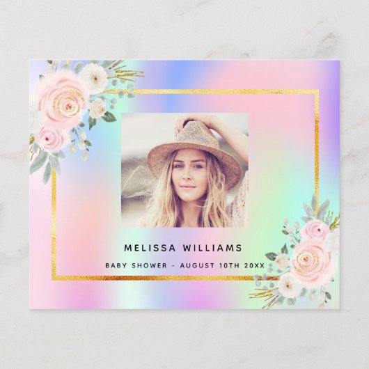 赤ちゃんシャワーピンク紫の写真ホログラフィーあなた感謝していを知る (裏面)