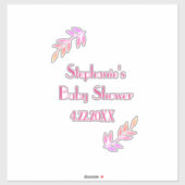 赤ちゃんシャワーピンク葉柄かわいい女ガーリーの子 シール (シート)