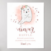 赤ちゃんシャワーピンク金ゴールドおむつラッフルゲームサイン ポスター (正面)