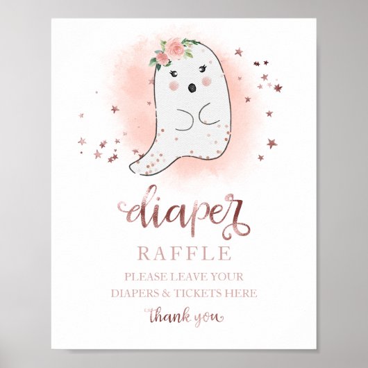 赤ちゃんシャワーピンク金ゴールドおむつラッフルゲームサイン ポスター (正面)