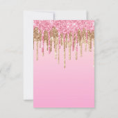 赤ちゃんシャワーピンク金ゴールド滴下グリッター招待 招待状 (裏面)