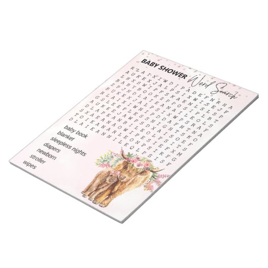 赤ちゃんシャワーピンク高地カウゲームワード検索 ノートパッド (アングル)