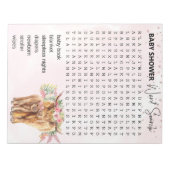 赤ちゃんシャワーピンク高地カウゲームワード検索 ノートパッド (正面)