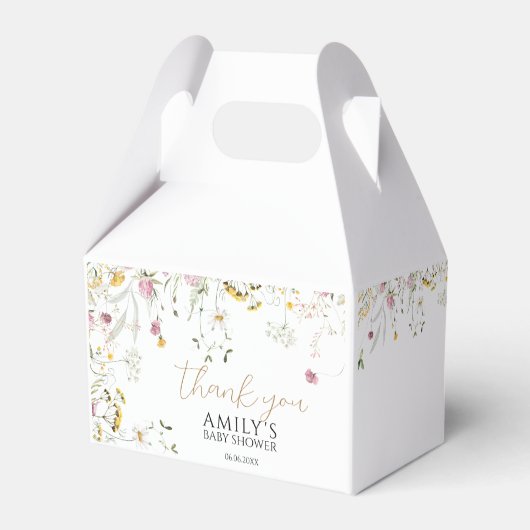 赤ちゃんシャワーピンク&イエローワイルドフラワー フェイバーボックス (裏面サイド)