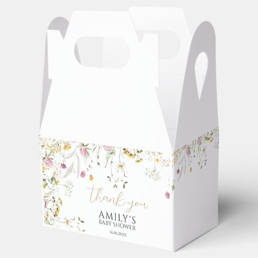 赤ちゃんシャワーピンク&イエローワイルドフラワー フェイバーボックス (オープン)