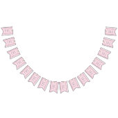 赤ちゃんシャワーピンク「金ゴールド鳥」アゲハチョウバナー バンティングフラッグ (全)