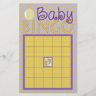 赤ちゃんシャワーピンクBINGO「ドットストライプ、金ゴールド/紫」 チラシ