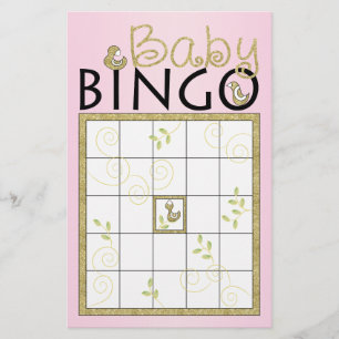 赤ちゃんシャワーピンクBINGO "金ゴールド鳥" チラシ