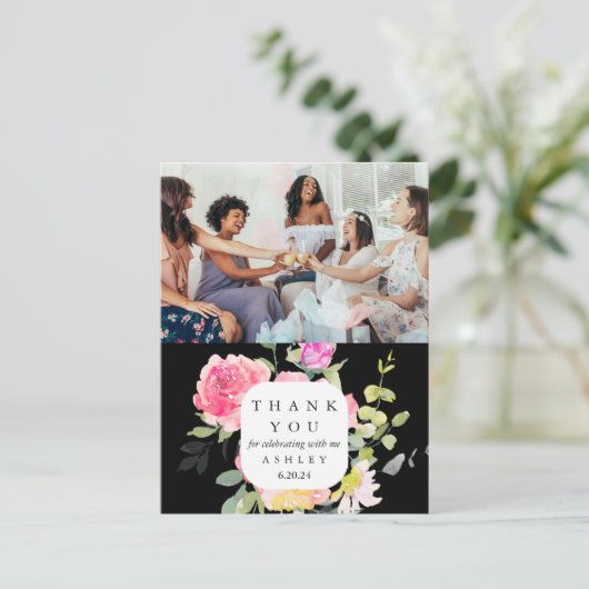 赤ちゃんシャワーフローラありがとう写真 ポストカード (スタンド正面)