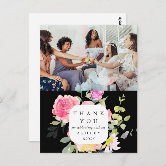 赤ちゃんシャワーフローラありがとう写真 ポストカード (正面/裏面)