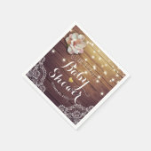 赤ちゃんシャワーフローラストリングライト素朴ウッドレース スタンダードカクテルナプキン (角)