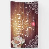 赤ちゃんシャワーフローラストリングライト素朴ウッドレース 横断幕 (縦)