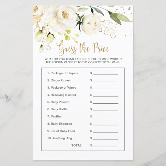 赤ちゃんシャワーフローラプライスゲームを推測 (正面)