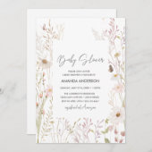 赤ちゃんシャワーフローラボホワイルドフラワーシャワー 招待状 (正面/裏面)