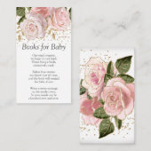 赤ちゃんシャワーフローラ用ピンク色の本 エンクロージャーカード (正面/裏面)