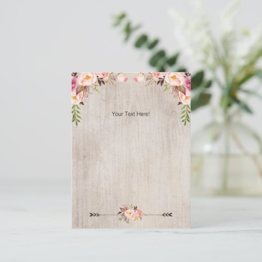 赤ちゃんシャワーフローラBohoありがとうはがき ポストカード (スタンド正面)