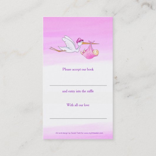 赤ちゃんシャワーブックコンペティションガールストークアートカード 名刺 (裏面)