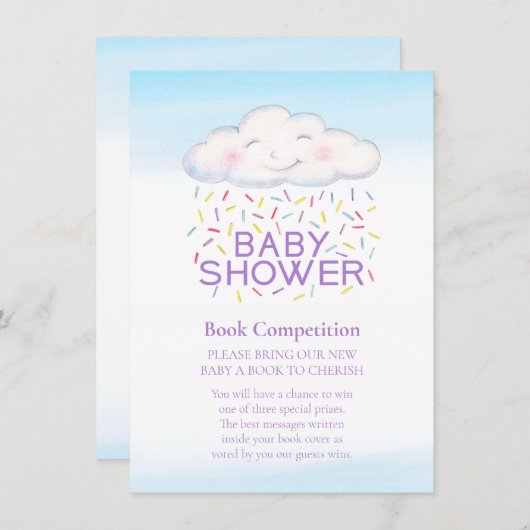 赤ちゃんシャワーブックコンペティションクラウドキャンディふりかける エンクロージャーカード (正面/裏面)