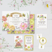 赤ちゃんシャワーブックマーク用の黄色のワイルドフラワーブック エンクロージャーカード