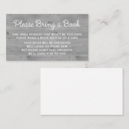 赤ちゃんシャワーブックリクエストカードグ素朴レーウッド エンクロージャーカード (正面/裏面)
