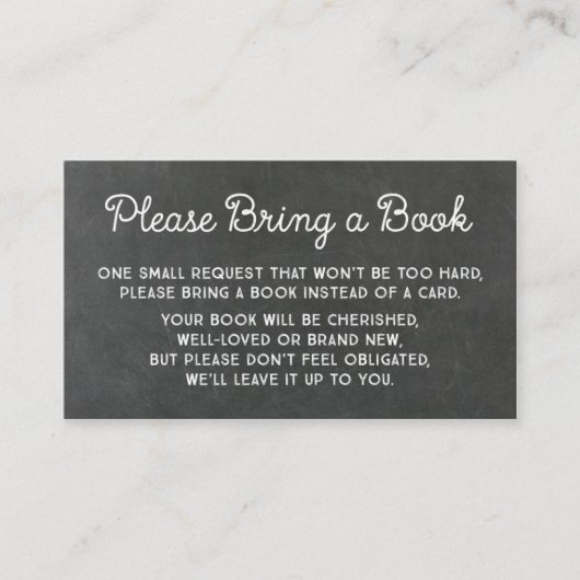 赤ちゃんシャワーブックリクエストカードチョーク素朴ボード エンクロージャーカード (正面)