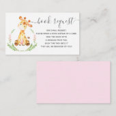 赤ちゃんシャワーブックリクエストカードピンクキリン エンクロージャーカード (正面/裏面)