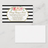 赤ちゃんシャワーブックリクエストカードピンクフローラブラック エンクロージャーカード (正面/裏面)