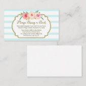 赤ちゃんシャワーブックリクエストカードピンクフローラブルー エンクロージャーカード (正面/裏面)