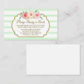 赤ちゃんシャワーブックリクエストカードピンクフローラミント エンクロージャーカード (正面/裏面)