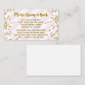 赤ちゃんシャワーブックリクエストカードピンク金ゴールド紙吹雪 エンクロージャーカード (正面/裏面)