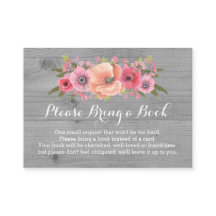 赤ちゃんシャワーブックリクエストカード素朴ウッドフローラ